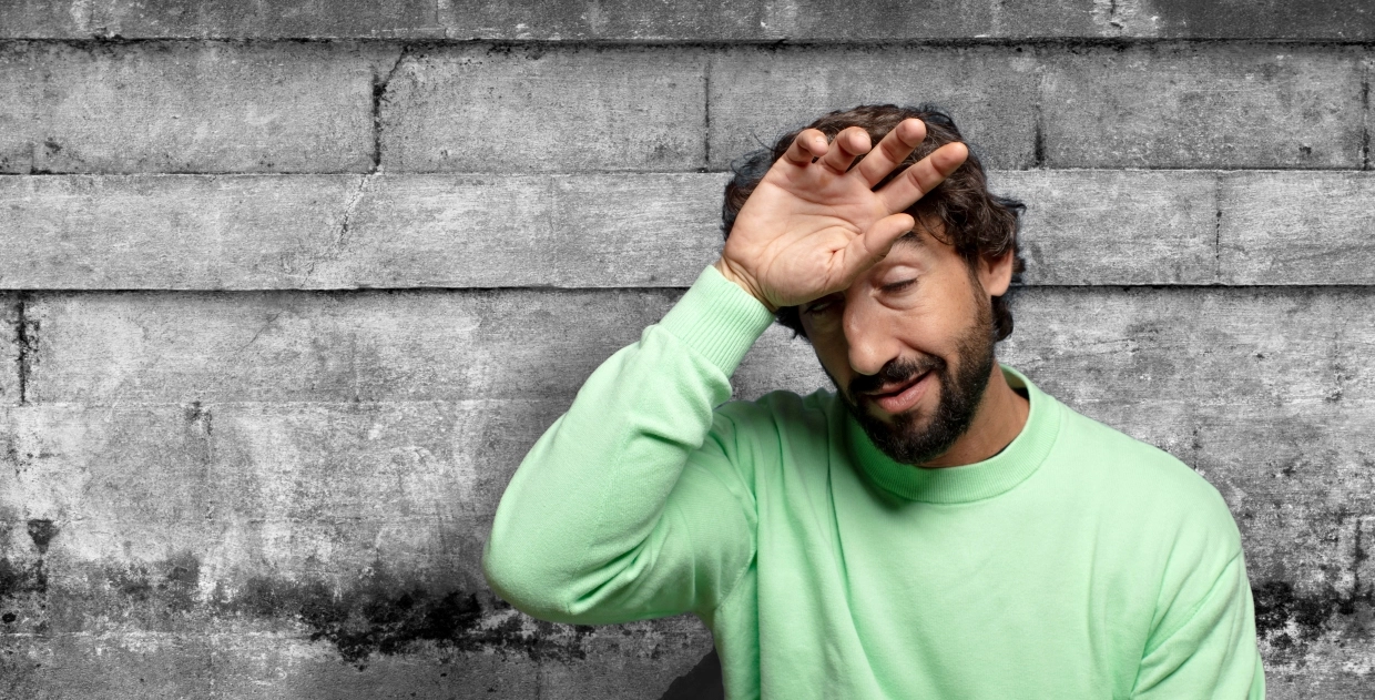 a man looking stressed